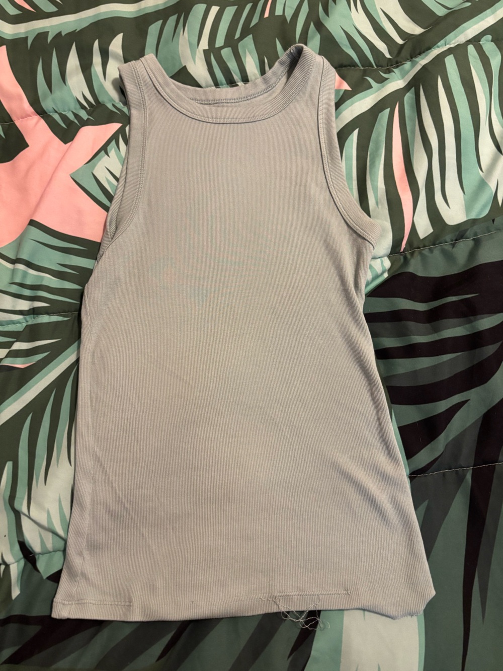 A New Day Pale Gray Ribbed Tank